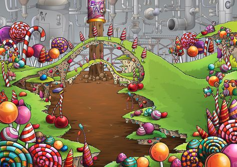 with Gusto Creative - Willy Wonka Willie Wonka And The Chocolate Factory, Willy Wonka Background, Willy Wonka And The Chocolate Factory, Willy Wonka Art, Factory Background, Willy Wonka Chocolate Factory, Willy Wonka Factory, Wonka Factory, Chocolate Drawing