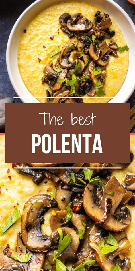 Polenta Recipes Vegan, Polenta Recipe, How To Cook Polenta, Polenta Recipes, Creamy Polenta, Resep Diet, Master Chef, Wild Mushrooms, Mushroom Recipes