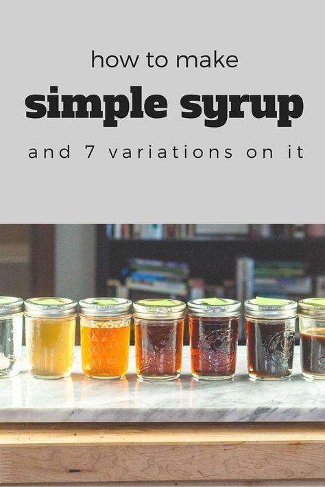 How to make simple syrup (and 7 more variations on it) #cocktailbasics From Blossom to Stem | Because Delicious http://www.blossomtostem.net Simple Syrup For Cakes, Homemade Coffee Syrup, Easy Mixed Drinks, Simple Syrup Cocktails, Simple Syrups, Strawberry Mojito, Simple Syrup Recipes, Make Simple Syrup, Cocktail Syrups