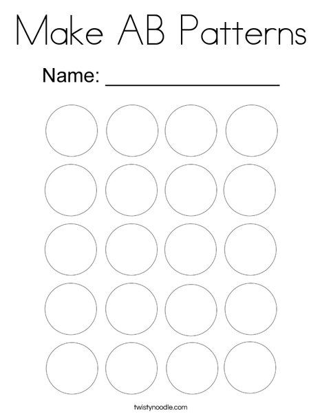 Make AB Patterns Coloring Page - Twisty Noodle Ab Patterns Preschool Free Printable, Ab Pattern Worksheets For Preschool, Ab Pattern Activities Preschool, Ab Patterns Preschool, Patterns For Preschool, Ab Pattern Activities, Kindergarten Math Patterns, Ab Pattern Worksheet, Preschool Pattern Worksheets