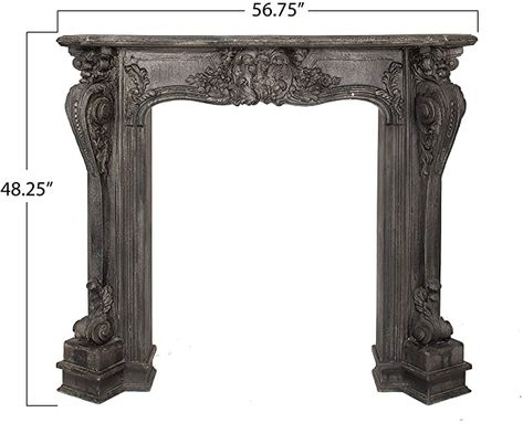 Dark Fireplaces, Finals Tips, Big Fireplace, Faux Fireplaces, Parlor Decor, Scrollwork Design, Inspirational Homes, Decorative Fireplace, Fireplace Mantel Surrounds