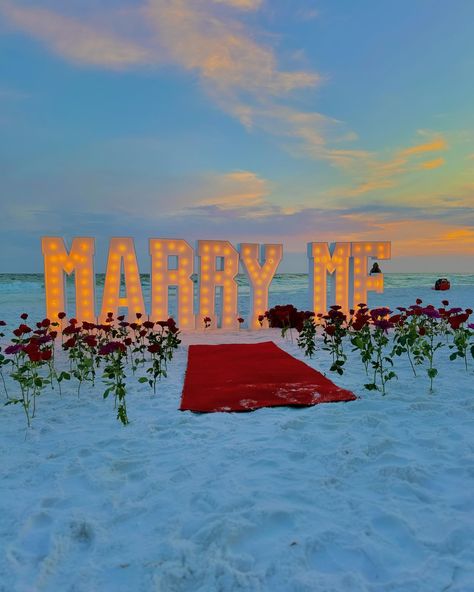 Will you ‘MARRY ME’? Thinking about popping the question? Hire us for your engagement decor. Beach proposals or in a park? We’ve got you covered. Call us today @ 8502381687. Looking forward to working with you. . . . #umbellaevents #love #beachproposal #beachevent #marryme #marqueeletters #marqueelights #love #beautiful #panamacitybeach #florida #destinfl #seasidefl #santarosabeach #30a #miramarbeach #fortwaltonbeach #gettingmarried #weddings #beachengagement # Will You Marry Me Beach, Beach Proposals, Marry Me Sign, Seaside Fl, Beach Proposal, Engagement Decor, Beach Events, Marquee Lights, Beach Night