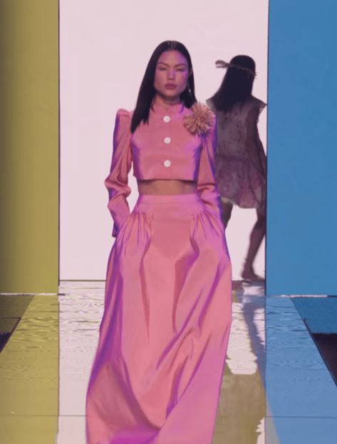 Women’s Two-Piece Set | Pink Crop Top and Pink Maxi Skirt by Minju Kim Chic Pink Two-piece Dress, Spring Luxury Pink Maxi Skirt, Minju Next In Fashion, Kim Minju Fashion Designer, Chic Pink Voluminous Maxi Skirt, Minju Kim Next In Fashion Looks, Spring Two-piece Pink Skirt, Minju Kim Fashion, Minju Kim Dress