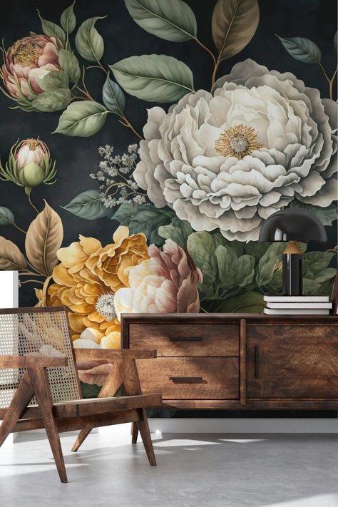 Printed on demand to fit perfect on your wall. Buy Moody Baroque Large Floral II wallpaper today or come in and see our other designs. Welcome to Happywall.com!