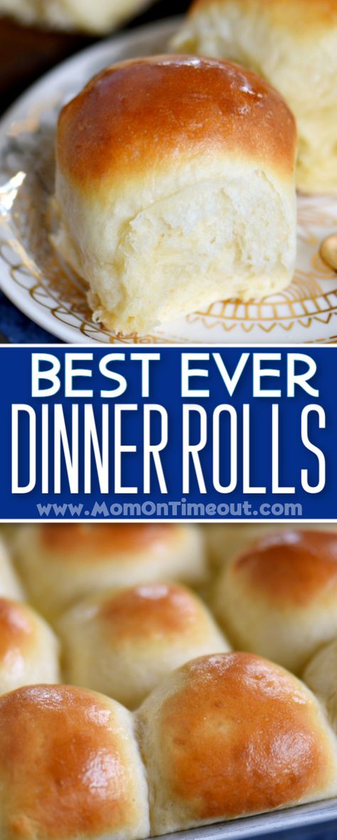 The VERY BEST dinner rolls you will ever have! Light, fluffy, buttery dinner rolls are easier to make than you might think! So much better than store bought, this easy dinner roll recipe is homemade with just a handful of simple ingredients - truly the BEST dinner rolls EVER! These easy dinner rolls really are the perfect addition to any meal! // Mom On Timeout #dinnerrolls #rollrecipe #dinnerrollrecipe #dinner #rolls #bread #baking #yeast #quick #easy #recipe #mixer #Easter #Christmas Thanksgiving Meats, Dinner Buns, Best Dinner Roll Recipe, Dinner Rolls Recipe Homemade, Rolls Thanksgiving, Best Dinner Rolls, Mccormick Recipes, Easy Dinner Rolls, Potato Rolls Recipe