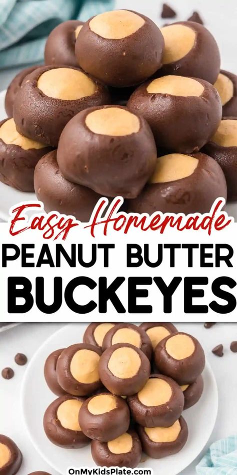 Buckeye Cookies Recipe, I Lost 100 Pounds, Peanut Butter Buckeyes, Buckeyes Recipe, Christmas Baking Recipes, Lost 100 Pounds, Butter Fudge, Candy Recipes Homemade, Christmas Candy Recipes