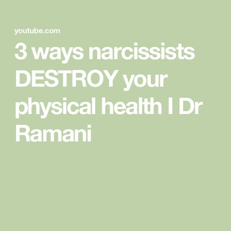 3 ways narcissists DESTROY your physical health I Dr  Ramani Dr Ramani, Conversion Disorder, Manipulative People, Personality Disorders, Narcissistic Personality, Something To Remember, Healing Words, Narcissistic Behavior, Cognitive Behavioral Therapy