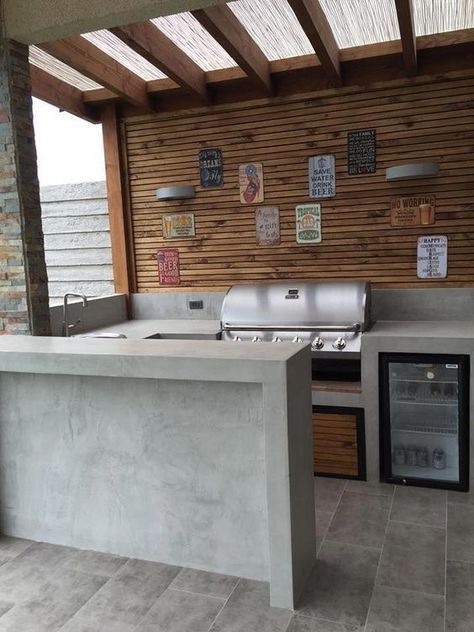 Beautiful Outdoor Furniture, Outdoor Kitchen Countertops, Outdoor Kitchen Decor, Grill Area, Outdoor Bbq Kitchen, Outdoor Kitchen Design Layout, Backyard Kitchen, Outdoor Furniture Decor, Outdoor Kitchen Patio