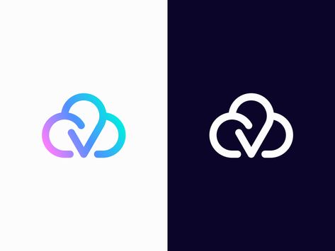 Cloud Logo, Computer Logo, V Tech, Cloud Icon, Directory Design, Tech Logo, Cloud Data, Weather Icons, V Logo