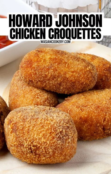 Howard Johnson Chicken Croquettes Recipe - Wasian Cookery Three Pepper Sauce, Beef Croquettes Recipe, Amazing Sauces, Chicken Croquettes Recipe, Nugget Recipes, Mild Sauce, Sweet Pepper Recipes, Prioritize Health, Chicken Croquettes