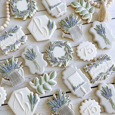 Lavender Cookies, Flower Sugar Cookies, Engagement Cookies, Flooding Cookies, Monogram Cookies, Crazy Cookies, Sugar Cookie Royal Icing, Iced Sugar Cookies, Spring Cookies