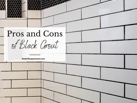 Pros and Cons of Using Black Grout on White Tiles White With Black Grout Backsplash, Subway Tile Shower 3x12, Black White Bathroom Tile Ideas, Subway Tile Backsplash With Black Grout, Bathroom White Tile Black Grout, Large Subway Tile Shower White Vertical, Black Grouted Bathroom, Kitchen Subway Tile Black Grout, Subway Tile Bathroom Grout Colors