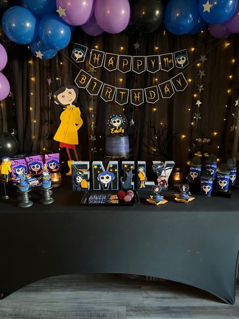 Coraline Banner, Coraline 3d, Coraline Birthday Party, Coraline Cake, Coraline Button, Coraline Party, Coraline Birthday, Coraline Aesthetic, Coraline Doll