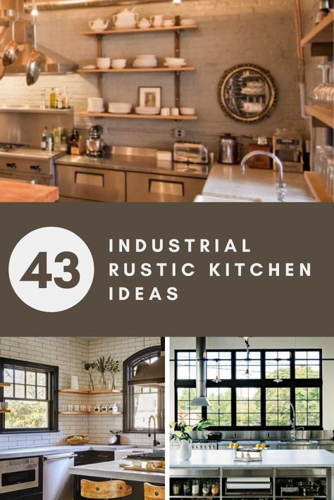 Today, we are looking at 43 industrial rustic kitchen ideas and how it can transform a dull looking kitchen into a stylish and elegant one. Industrial Kitchen Ideas Rustic, Industrial Look Kitchen Inspiration, Open Kitchen Industrial Style, Kitchen Cabinet Industrial Design, Modern Industrial Kitchen Cabinets, Rustic Industrial Kitchen Design Vintage, Industrial Looking Kitchens, Vintage Kitchen Island Farmhouse, Industrial Bohemian Kitchen