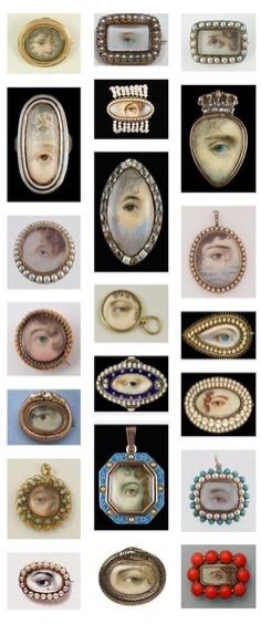 COLLECTIONS: LOVER’S EYE JEWELRY - Victorian Eye Jewelry, Victorian Lovers Eye, Georgian Era Jewelry, Lovers Eye Jewelry, Eye Jewels, Lovers Eyes, Georgian Jewelry, Miniature Paintings, Georgian Era