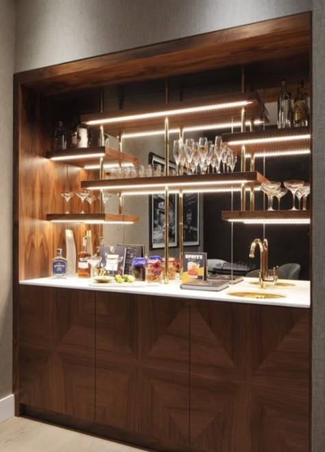 Home Bar Ideas Living Room, Bar In Living Room, Bar Nook, Mid Century Modern Bar, Home Bar Cabinet, Bar Mini, Bar Sala, Modern Home Bar, Home Bar Rooms