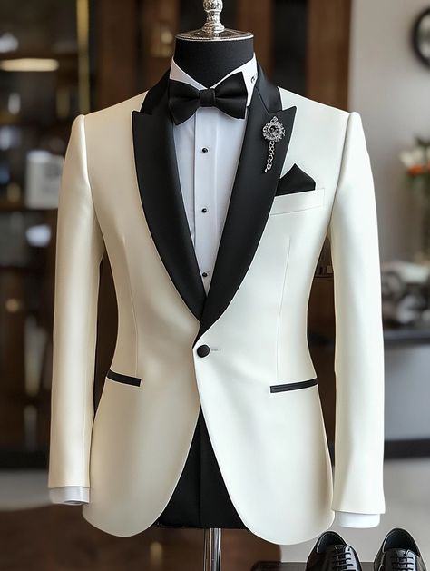 Elevate your formal look with this stunning white tuxedo. Visit our website to make it yours.   #DapperStyle #FormalElegance #menssuitstyle #mensfashion #menssuits #mensstyle #suitstyle #suits #menstyle #suitup #menswear #suitandtie #men #dapperfashion #style #suitsformen #mensfashionblog #suited White Jacket Suit Wedding, 2 Piece Mens Suit, White Coat Pant For Men Suits Wedding, Wedding Dress For Men Suits Groom Style, Designer Tuxedo Suits For Men Wedding, Stylish Tuxedo For Men, All White Wedding Suit, White Tuxedo Wedding Groom, Purple And White Suit