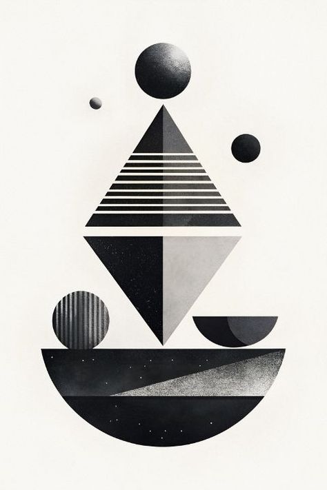 Monochromatic Cosmos - Digital Art Creations Visual Narrative, Art Deco Patterns, Geometric Art Prints, Tattoos Ideas, Art Movement, Geometric Art, Wall Colors, Abstract Landscape, The Universe