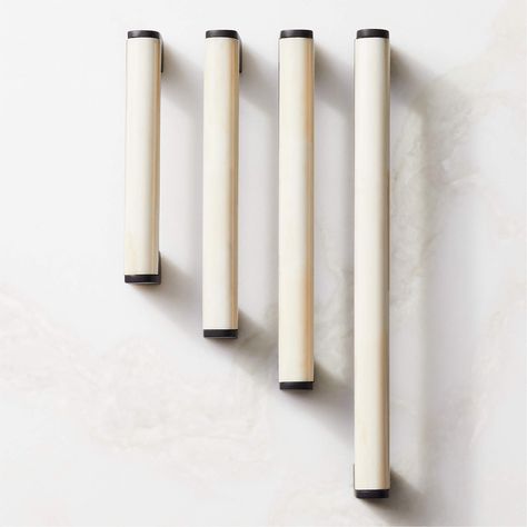 Suri Black and Ivory Bone Handle 4" | CB2 Ashley Jacobs, Modern Kitchen Hardware, Unlacquered Brass Hardware, Door Handles Vintage, Modern Cabinet Hardware, Painted Bedroom, Painted Bedroom Furniture, Hardware Resources, Modern Hardware