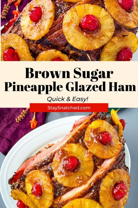 Pineapple Glazed Ham, Ham With Pineapple, Baked Ham With Pineapple, Brown Sugar Pineapple, Honey Baked Ham Recipe, Thanksgiving Ham, Ham Recipes Baked, Pineapple Ham, Ham Dinner