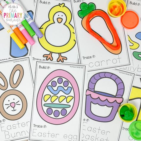 Have you grabbed these FREE Easter playdough mats yet? ⁣⁣ ⁣⁣ These Easter themed printables are the perfect addition to your April activities and centers.⁣⁣ ⁣⁣ This free Easter activity for kids includes a space to practice handwriting and build on your students fine motor skills with playdough.⁣⁣ ⁣⁣ Check the link in my bio to grab these freebies and the rest on my blog!⁣ #iloveteaching #preschoolmom #sensoryplay #sensory #finemotorskills #iteachkindergarten #iteachk #iteachpreschool #handsonle Easter Activities Special Education, Easter Building Activities, Easter Theme Preschool Activities, Easter Centers Preschool, Easter For Kindergarten, Free Playdough Mats Printables, Kindergarten Easter Activities, Easter Playdough Mats, Spring Playdough Mats