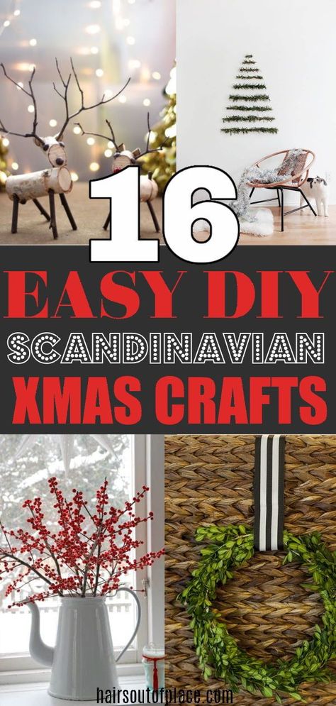 16 DIY rustic Christmas crafts that are easy and focus on nature crafts. You'll love these Scandinavian inspired Christmas decorating ideas. Rustic Holiday Decor Diy, Icelandic Christmas Decorations, Nordic Christmas Crafts, Scandinavian Crafts Diy, Nordic Christmas Decorations Inspiration, Scandinavian Christmas Decor Ideas Diy, Nordic Christmas Diy, Scandinavian Xmas Decorations, Nordic Christmas Decor Ideas