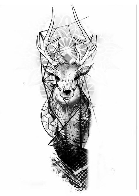 Deer Head Tattoo, Beautiful Spine Tattoos, Tatuaje Trash Polka, Zen Tattoo, Deer Tattoo Designs, Stag Tattoo, Trash Polka Tattoo Designs, Spine Tattoo Ideas, Deer Photography