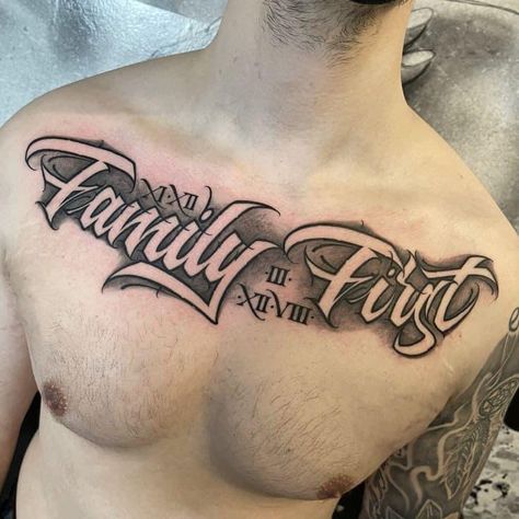 Family First Tattoo Designs, Family First Tattoo For Men, Chest Tattoo Fonts, Minnesota Tattoo, Family First Tattoo, Fonts For Logos, Family Tattoos For Men, Top Free Fonts, Tattoo Fonts Alphabet