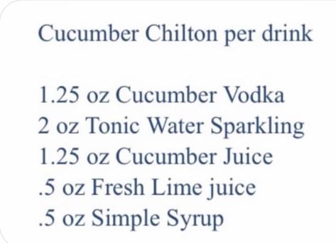 Cucumber Chilton Recipe, Chilton Drink Recipes, Chilton Recipe, Chilton Drink, Cucumber Vodka, Cucumber Juice, Wedding Drinks, Tonic Water, Wedding Drink