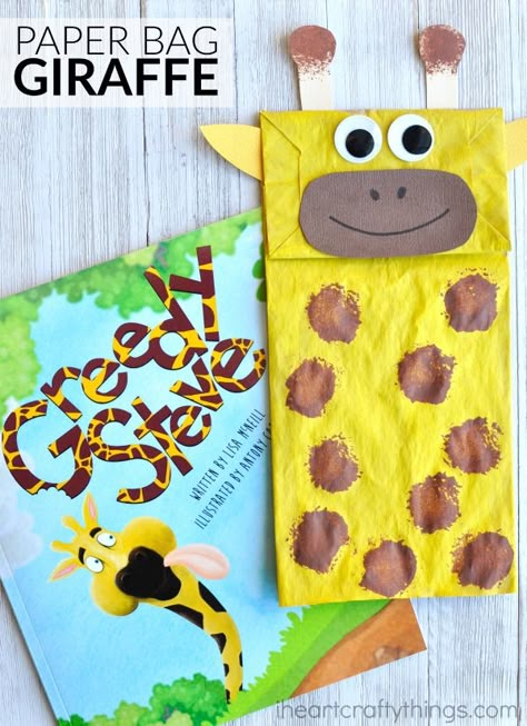 Adorable Paper Bag Giraffe Craft | I Heart Crafty Things African Animal Crafts Preschool, Paper Bag Giraffe, Giraffe Puppet, Fun Preschool Crafts, Giraffe Craft, Safari Crafts, Elephant Craft, Zoo Preschool, Animal Crafts Preschool