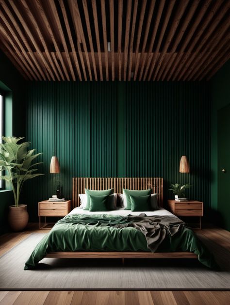 Boho Small Apartment, Emerald Green Rooms, Dark Green Bedroom Ideas, Dark Green Bedroom, Emerald Green Bedrooms, Dark Green Rooms, Green Bedroom Walls, Green Bedrooms, Green Bedroom Ideas