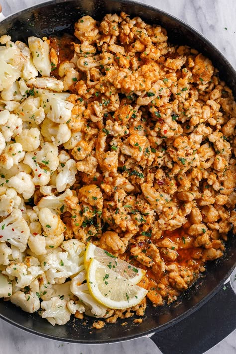 Garlic Butter Turkey with Cauliflower - #turkey #cauliflower #eatwell101 #recipe - A rich and indulgent bowl of comfort with a healthy twist! - #recipe by #eatwell101 Ground Turkey Dinner Ideas, Ground Turkey Dinner, Ground Turkey Healthy, Turkey Dinner Ideas, Butter Turkey, Ground Beef Lunch, Turkey Lunch, Ground Beef Quinoa, Black Bean Ground Beef