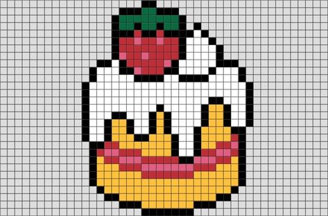 Pixel Art Dessert, Pixel Art Strawberry, Strawberry Pixel Art, Cake Pixel Art, Strawberrycake Cake, Pixel Art Easy, Pixel Kawaii, Pixel Art Food, Modele Pixel Art