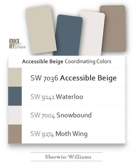 Accent Colors For Accessible Beige, Balanced Beige Coordinating Colors, Blues That Go With Accessible Beige, Accesible Beige Color Scheme, Colors That Go With Accessible Beige, Accessible Beige Coordinating Colors, Accessible Beige Sherwin Williams, Balanced Beige, Ski House Decor