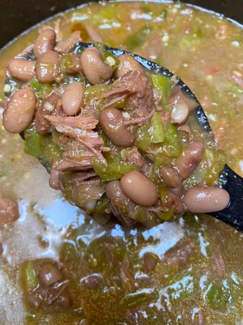 Slow Cooker Pinto Beans, Green Chili Stew, Pinto Bean Soup, Green Chili Recipes, Beans In Crockpot, Pinto Bean Recipes, Slow Cooker Beans, Meat Chili, Pinto Bean