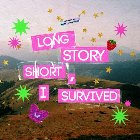 Long Story Short I Survived Aesthetic, Early 2000s Design, Y2k Aesthetic Graphic Design, 2000s Design Graphic, Text Book Aesthetic, Y2k Design Ideas, Nostalgic Graphic Design, Scrapbook Style Graphic Design, Y2k Aesthetic Design