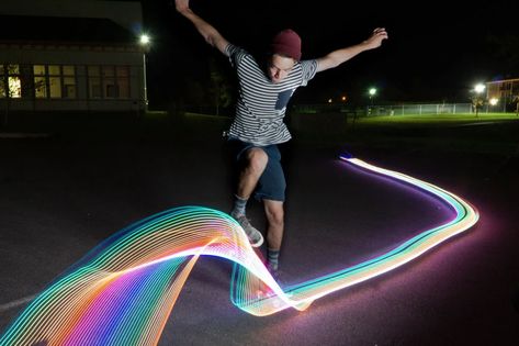 Light Graffiti Skateboard: 6 Steps (with Pictures) Light Graffiti Photography, Skateboard Light, Light Graffiti, Beat Saber, Light Painting Photography, Diwali Photography, Skate Store, Graffiti Photography, Store Inspiration