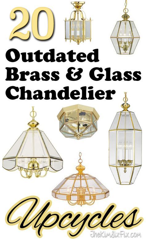 20 Fantastic Ideas for what you can create out of those outdated 70s brass and glass chandeliers you always find at thrift stores. Glass Light Fixtures, Chandelier Makeover, Glass Chandeliers, Diy Lampe, Thrift Store Crafts, Diy Chandelier, Upcycle Recycle, Hanging Lamps, Trash To Treasure