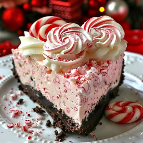 No-Bake Peppermint Cheesecake Peppermint No Bake Pie, Peppermint Ice Cream Dessert Recipes, No Bake Chocolate Peppermint Cheesecake, No Bake Candy Cane Cheesecake, No Bake Peppermint Pie, Peppermint Pie With Oreo Crust, Peppermint Pie No Bake, Christmas No Bake Desserts, Peppermint Cheesecake Recipes