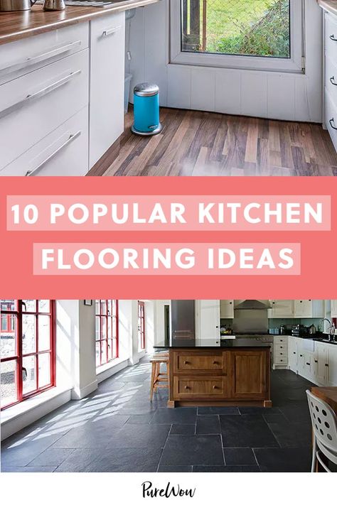 Remodeling? Here Are 10 Popular Kitchen Flooring Ideas to Consider  #purewow #renovation #kitchen #home Cool Kitchen Floors, Popular Kitchen Flooring, Kitchen Floor Options, Lineolum Kitchen Floor, Best Kitchen Floors, Small Kitchen Flooring, Small Kitchen Flooring Ideas, Floors For Kitchen, Best Kitchen Flooring