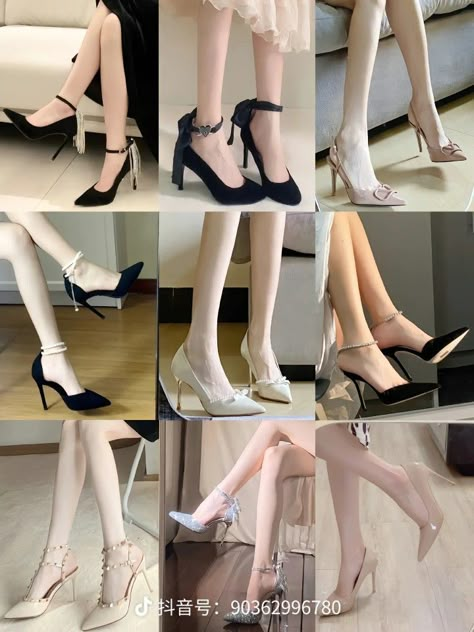 Elegant High Heels Classy, Sandals Heels Aesthetic, Korean Shoes Heels, Korean High Heels, Korean Fashion Shoes Heels, Korean Heels, Elegant Shoes Heels, Hak Tinggi, Korean Shoes