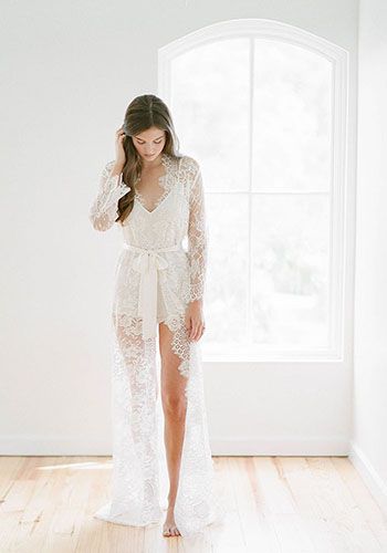 Getting Ready Bridal Looks | Advice for brides by Hawaii Photographer Sheer Bridal Gown, Bridal Robes Getting Ready, Long Bridal Robe, Bridal Honeymoon, Lace Bridal Robe, Silk Romper, Swan Queen, Long Gown Dress, Dream Day