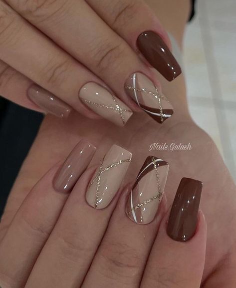 Ongles Beiges, Elegant Touch Nails, Fancy Nail Art, Brown Nails Design, Nagellack Trends, Nails Yellow, Gel Nail Art Designs, Nude Nail Designs, Fancy Nails Designs