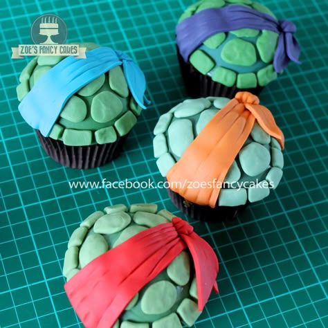 Shell Cupcakes, Ninja Turtle Birthday Cake, Ninja Turtle Cupcakes, Turtle Birthday Cake, Zoes Fancy Cakes, Tmnt Cake, Mutant Ninja Turtles Party, Turtle Birthday Parties, Ninja Turtles Party