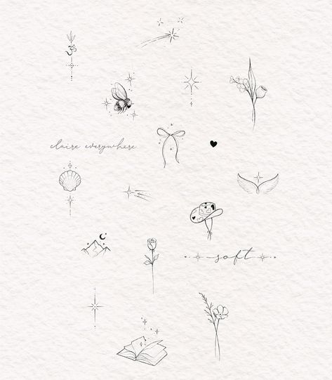 As promised, a new sheet of tiny tattoos ✨ these are all available to buy on my store to be tattooed with some available dates posted on my… | Instagram Pretty Tattoo Ideas, Pretty Tattoo, Small Girly Tattoos, Date Tattoos, Small Pretty Tattoos, Petite Tattoos, Cute Tiny Tattoos, Tattoo Ideas For Women, Small Hand Tattoos