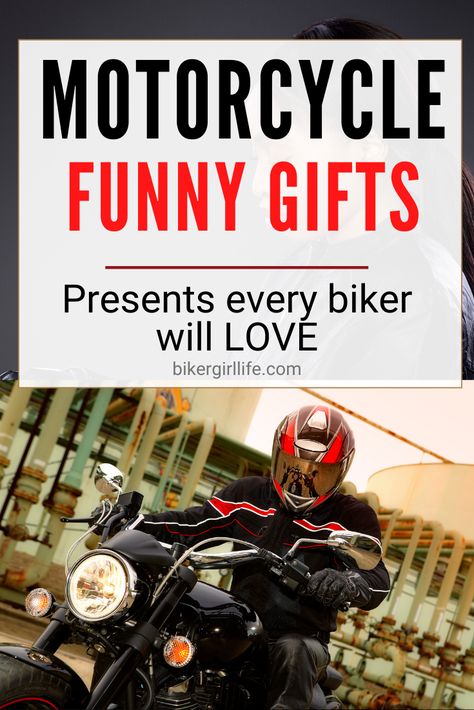 Looking for a funny gag gift idea for a motorcycle rider? Here are some of the most fun presents for bikers with a sense of humor. Get them something to make them laugh for Christmas, birthday, anniversary or any other occasion. Also make great ideas for motorcycle gift baskets. Motorcycle Gifts | Gifts for bikers | Motorcycle gifts for him | Motorcycle Gift Basket ideas #motorcyclegifts #motorbikegifts #motorcycles Motorcycle Gifts For Him, Biker Birthday, Motorcycle Christmas, Motorcycle Guy, Motorcycle Touring, Diy Motorcycle, Funny Motorcycle, 40th Birthday Funny, Crotch Rocket