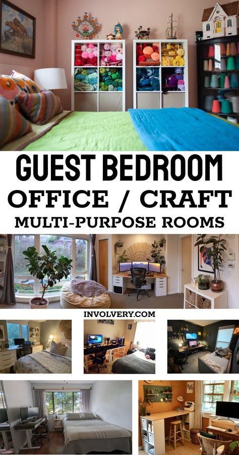 guest bedroom ideas - guest bedroom office combo layouts for a small cozy home office, craft room, sewing room in your spare bedroom, multipurpose guest room or office spare bedroom combo layout Small Cozy Home Office, Office Spare Bedroom Combo Layout, Guest Bedroom Office Combo Layout, Guest Room Craft Room Combo, Multi Purpose Room Ideas, Home Office And Guest Room Combo, Small Home Office Guest Room, Office Spare Bedroom Combo, Small Office Guest Room