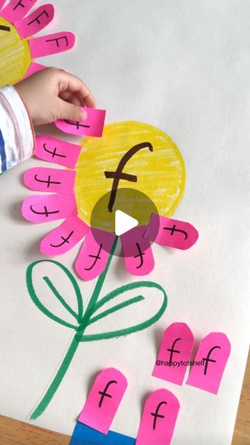 Fynn Sor | Happy Tot Shelf on Instagram: "Turn letter learning into a beautiful flower blooming activity with this F is for Flower activity! 🌸 Using sticky notes, make the flower petals and write uppercase F or lowercase f on them. Invite your child to sort the letters and paste the petals on the correct flowers.  ❤️ Want more fun letter activities? Comment below ‘LETTERS’ and I will send you my list of fun activities to help your children master letters and letter sounds!  . . #homelearning #learningisfun #preschoolactivities #handsonlearning #earlylearning #preschool #kidsactivities" Letter H Games For Preschoolers, Alphabet Pre K Activities, Letter F Ideas For Preschool, F For Flower Craft, Activities For Letters Of The Alphabet, Letter F Sensory Activities, Alphabet Art Activities Preschool, Letter Ff Crafts For Preschool, Letter Focus Activities