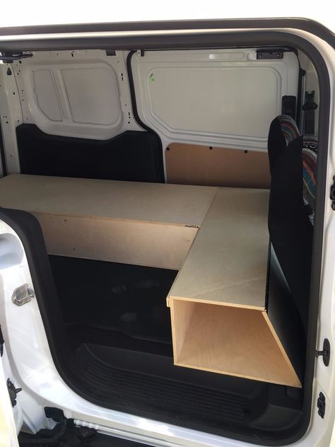 Transit Camper Conversion, Ford Transit Camper Conversion, Van Build Ideas, Ford Transit Connect Camper, Transit Connect Camper, Diy Caravan, Minivan Camper Conversion, Campervan Bed, Minivan Camper