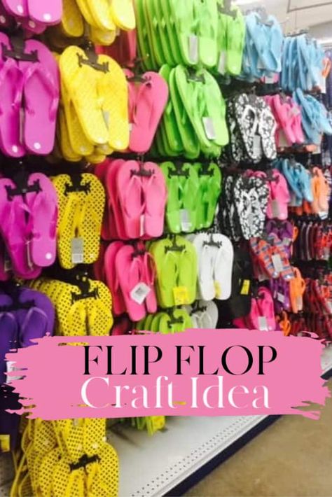 Flip Flop Diy Ideas, Flip Flop Party Ideas, Decorating Flip Flops Diy, Flip Flop Wreath Diy Dollar Tree, Flamingo Crafts For Adults, Dollar Tree Flamingo Crafts, Flip Flop Decorating Ideas, Diy Flip Flops Ideas, Diy Flip Flop Wreath